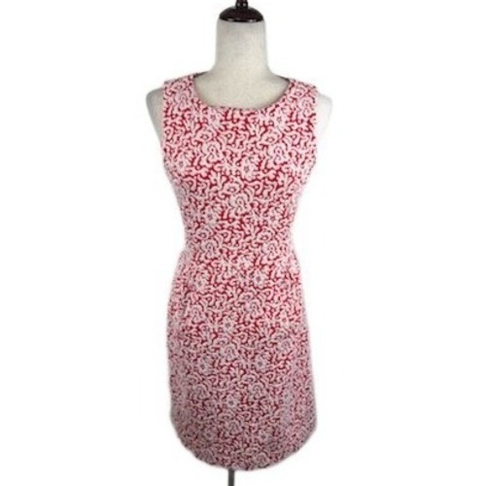 Tyler Boe Dress Women's Size XS Red White Floral Textured Sleeveless Cocktail